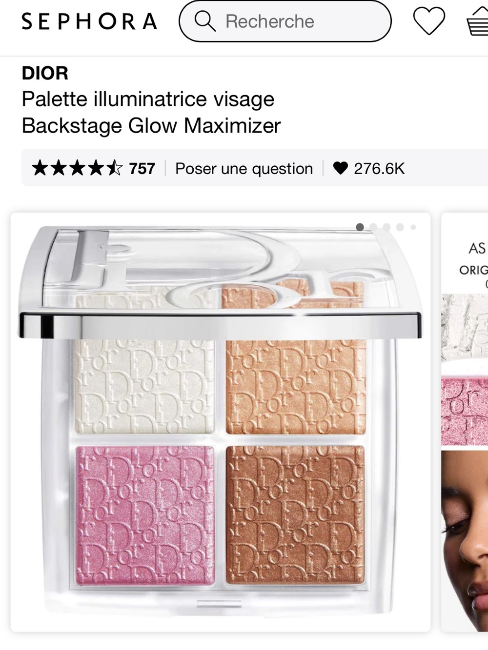 Dior Backstage Glow Maximizer Palette — White, Gold, Pink, Bronze